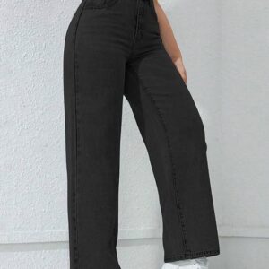 chkokko women high rise denim solid regular fit jeans