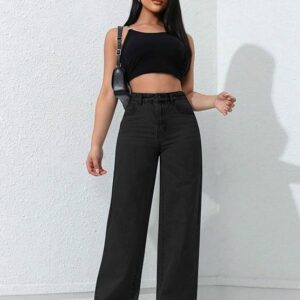 chkokko women high rise denim solid regular fit jeans